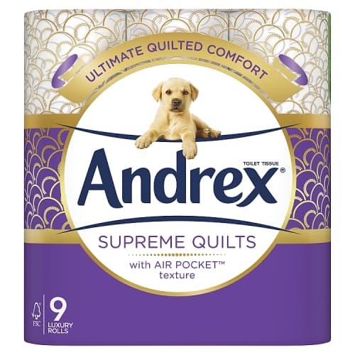 Andrex® Supreme Quilts Toilet Tissue, 9 Quilted Toilet Rolls.