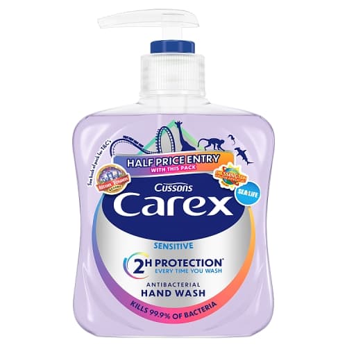 Carex Sensitive Antibacterial Hand Wash Liquid Hand Soap Suitable for Sensitive Skin, 250ml.