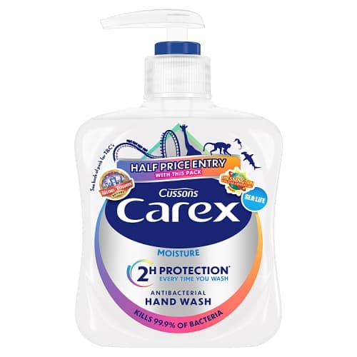 Carex Moisture Anti-Bacterial Hand Wash Moisturising & Effective Liquid Soap 250ml.