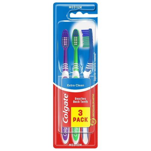 Colgate Extra Clean Medium Toothbrush x3pck.