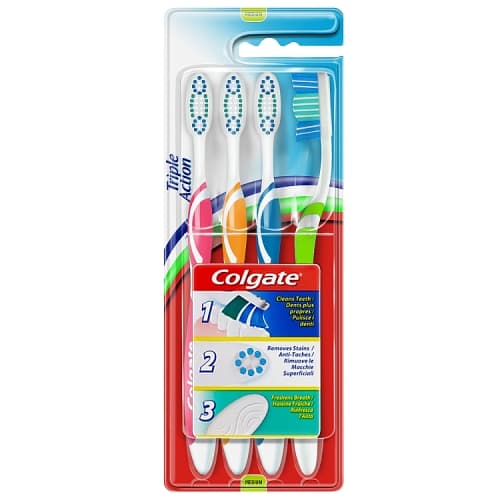 Colgate Triple Action Medium Toothbrush x4pck