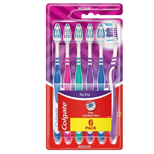 Colgate ZigZag Medium Toothbrush x6pck