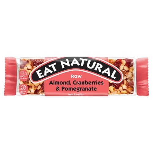 Eat Natural Raw Almond, Cranberries & Pomegranate Cereal Bar Snack 45g