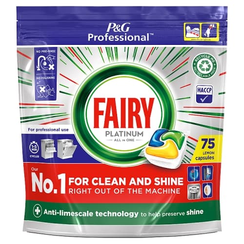 Fairy Professional Platinum Dishwasher Tablets Lemon 75 capsules.