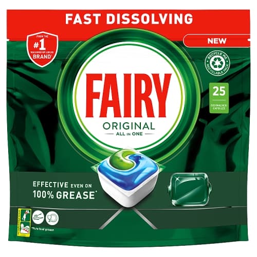 Fairy Original All In One Dishwasher Tablets, Regular,25 Tablets.