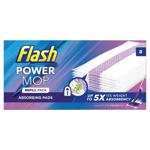 Flash Powermop Floor Cleaner 8 Absorbing refill pads