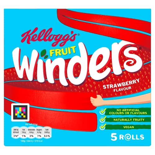 Kellogg’s Fruit Winders Strawberry Snack Rolls 5x17g