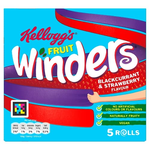 Kellogg’s Fruit Winders Doubles Strawberry & Blackcurrant Snack Rolls 5x17g