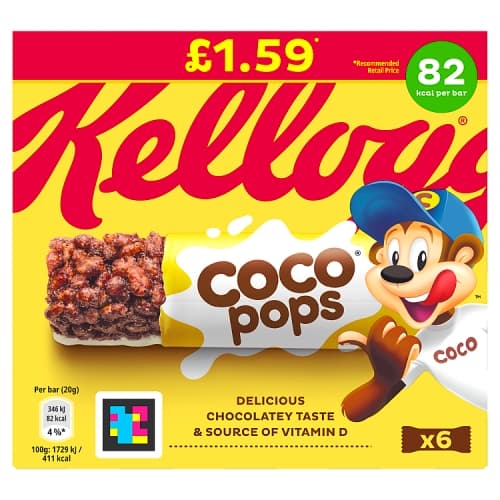 Kellogg’s Coco Pops Cereal Bars 6x20g PMP £1.59