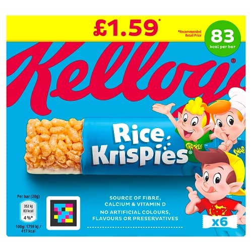 Kellogg’s Rice Krispies Cereal Bars 6x20g PMP £1.59