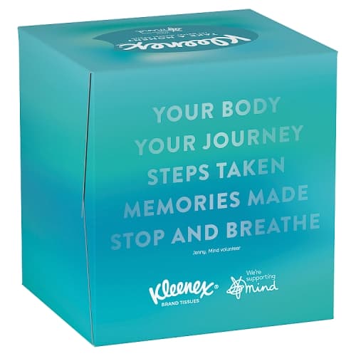 Kleenex Supporting Mind-Single Cube Tissue Box.