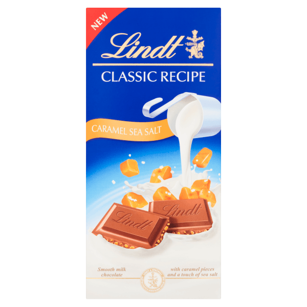 Lindt Classic Recipe Sea Salted Caramel Milk Chocolate Bar 100g