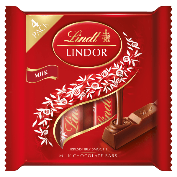 Lindt Lindor Milk Chocolate Bars 4 x 25g
