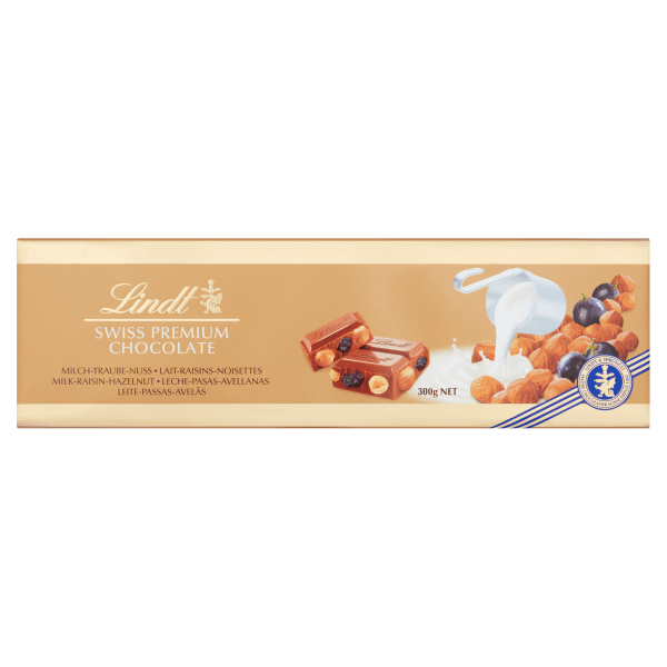 Lindt Swiss Premium Chocolate Milk-Raisin-Hazelnut 300g