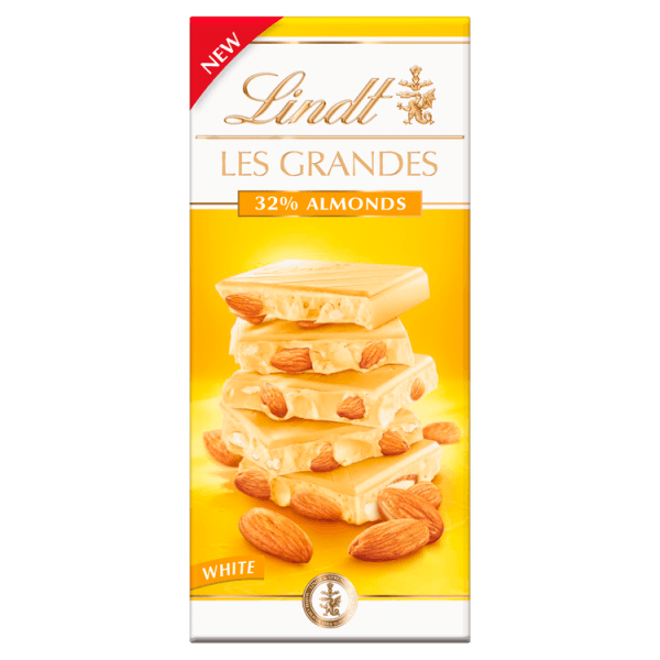 Lindt Les Grandes White 32% Almonds 150g