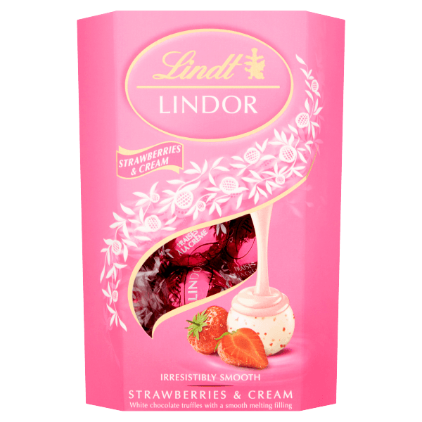 Lindt LINDOR Strawberries & Cream Chocolate Truffles Box 200g