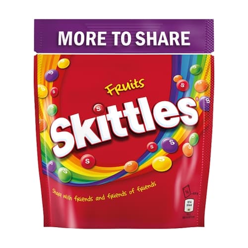 Skittles Vegan Chewy Sweets Fruit Flavoured Sharing Pouch Bag 350g