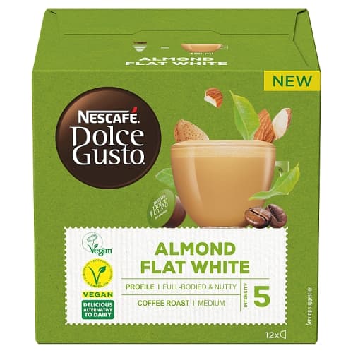Nescafe Dolce Gusto Plant-based Flat White Almond Coffee Pods x 12