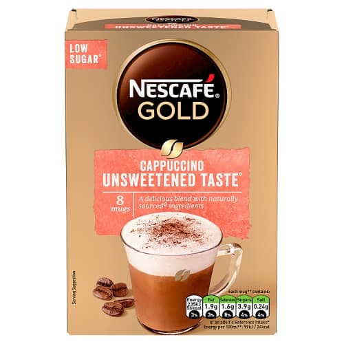 Nescafe Gold Cappuccino Unsweetened Instant Coffee 8 x 14.2g Sachets