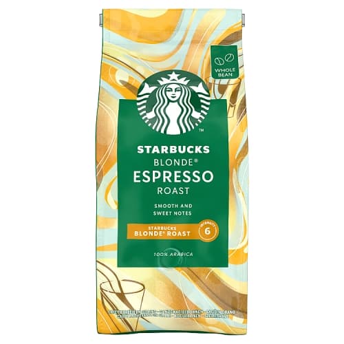 Starbucks Blonde Espresso Roast Blonde Roast Whole Bean Coffee, Bag 200g