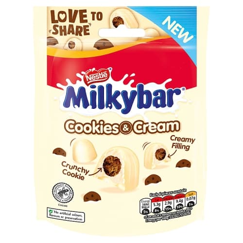 Milkybar Cookies & Cream White Chocolate Bites Sharing Bag 90g