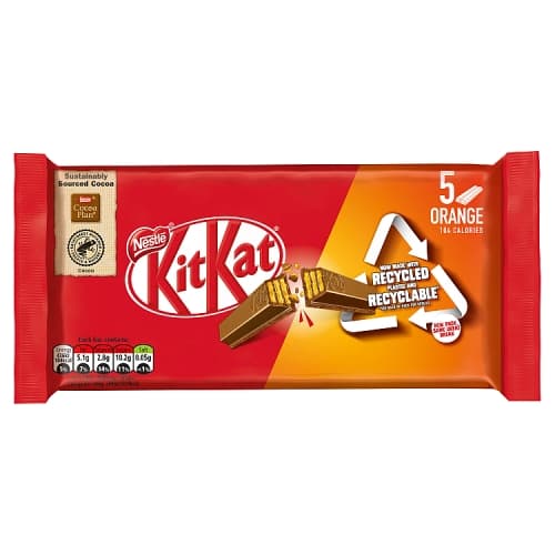 Kit Kat 2 Finger Orange Chocolate Biscuit Bar Multipack 5 Pack