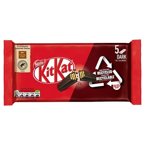 Kit Kat 2 Finger Dark Chocolate Biscuit Bar Multipack 5 Pack