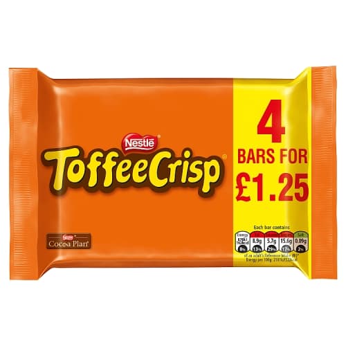 Toffee Crisp Milk Chocolate Bar Multipack 31g 4 Pack PMP £1.25