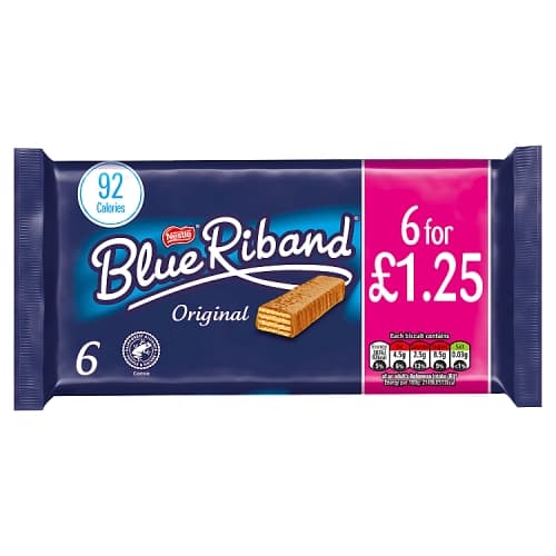 Blue Riband Milk Chocolate Wafer Biscuit Bar Multipack 6 Pack PMP £1.25