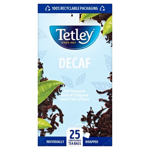 Tetley Decaf 25 Compostable Tea Bags 50g.