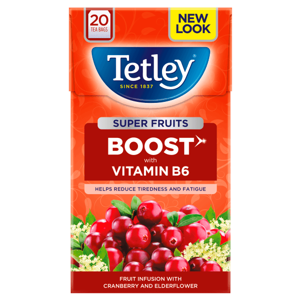 Tetley Super Fruits Boost Cranberry & Elderflower Tea Bags x20.