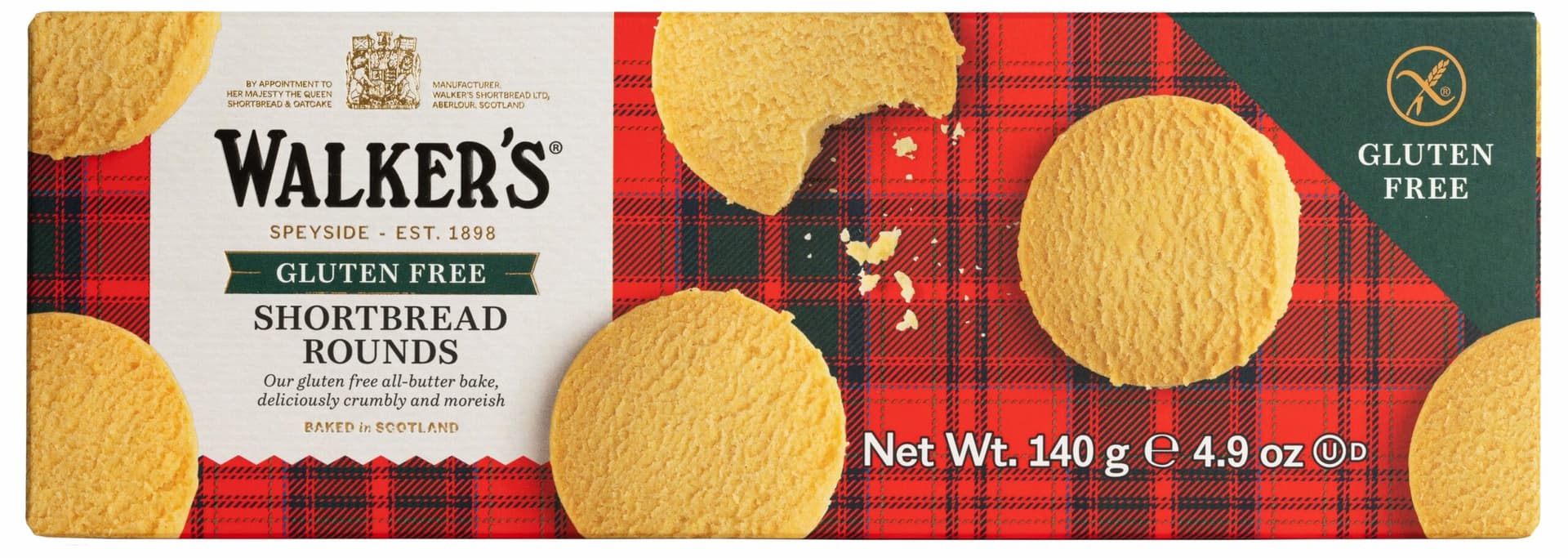 Walkers Gluten Free Pure Butter Shortbread 140g